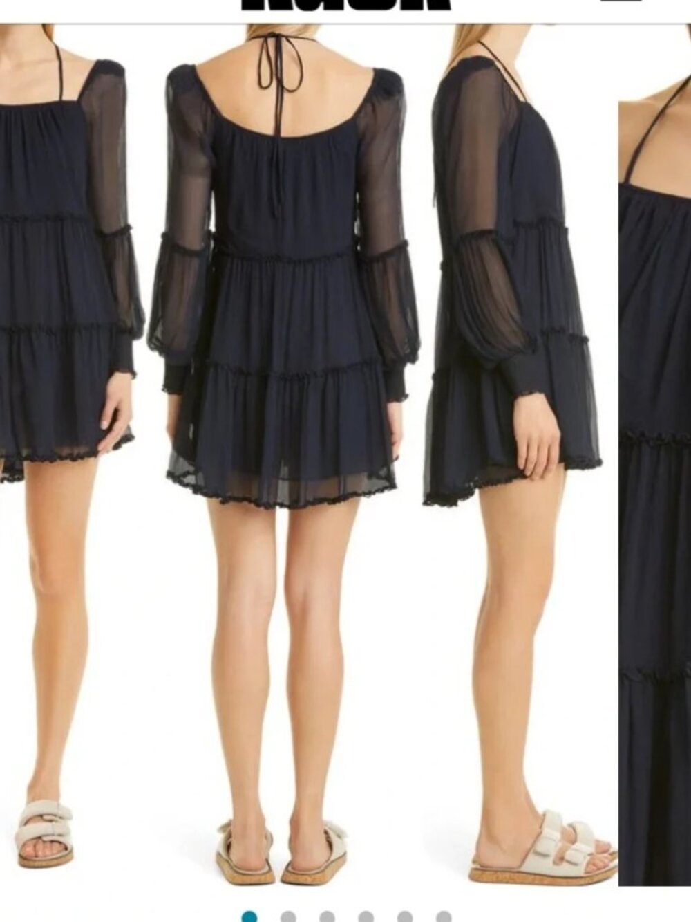Cinq a Sept Zinia Tiered Long Sleeve Chiffon Dress - Size 10